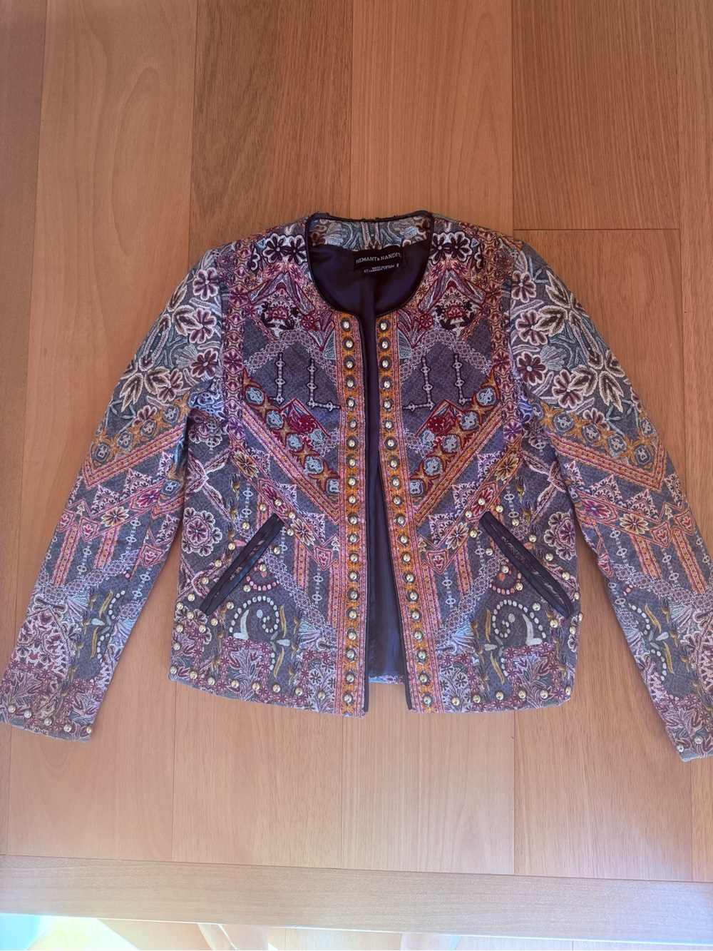 HEMANT & NANDITA Embroidered Multicolor Jacket with Purple and Brown Accents
